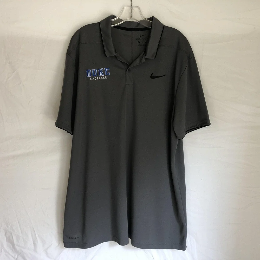 Duke Blue Devils Polo Shirt Mens XL Gray NCAA Lacrosse Nike Dri Fit Performance